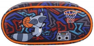 Пенал-бокс Snappy Raccon синий с рисунком