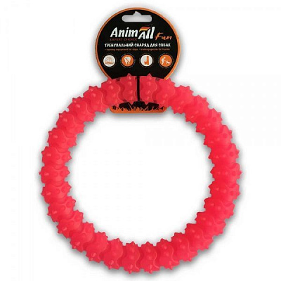Игрушка для собак AnimAll Кольцо с шипами 20 см коралловое 88158
