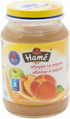 Пюре Hame Яблоко и персик 190 г 8595139703776 