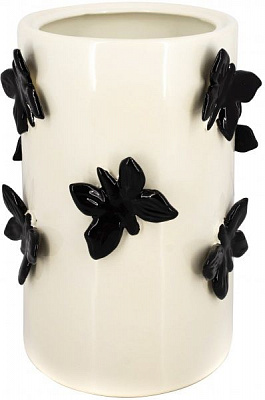 Ваза керамическая белая Бабочки 22x14.5