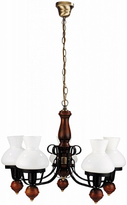 Люстра підвісна Rabalux Petronel 5xE27 чорний/дерево темне 7079