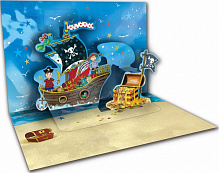 Открытка поздравительная POP-UP с 3D-рисунком всредине и конвертом Пираты