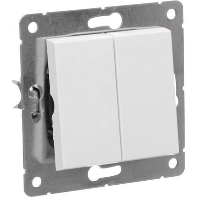 Переключатель проходной двухклавишный HausMark Alta без подсветки 10 А 220В белый SNG-SWP.SQ20MG2W2-WH