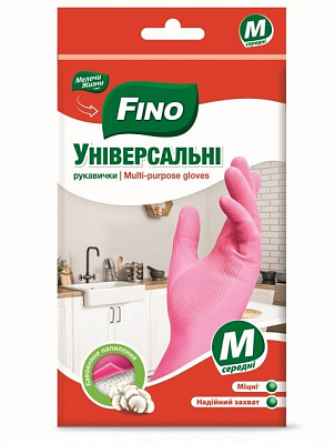 Перчатки резиновые Fino универсальные крепкие р.M 1 пар/уп.