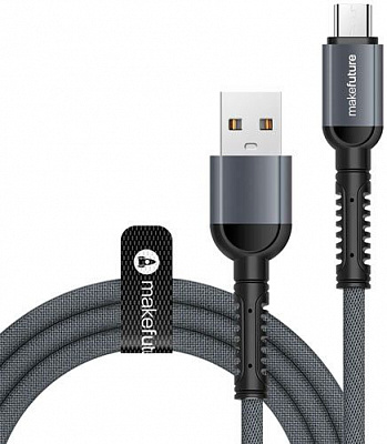 Кабель MakeFuture MicroUSB 2.4 A Denim Grey 1 м серый (MCB-MD2GR) 