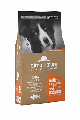 Корм для собак середніх та великих порід Almo Nature Holistic Dog з тунцем і рисом, 12 кг