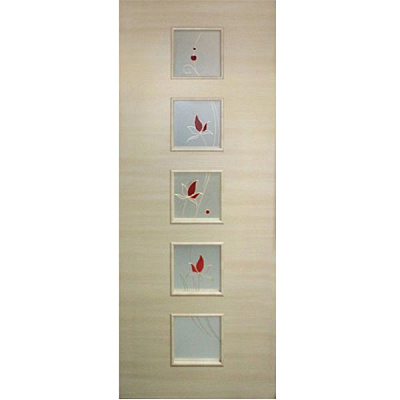 Дверь межкомнатная Альта 5 80 см дуб беленый стекло с рисунком