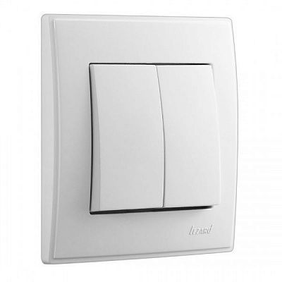 Выключатель двухклавишный Lezard Lesya без подсветки 10 А 250В белый 705-0202-101