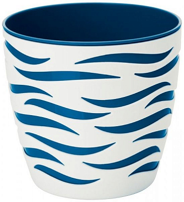 Горщик пластиковий Form Plastic Сахара-Дуо-14 круглий 1,65л білий із синім (4400-011+072W)