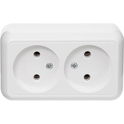 Розетка Wessen Прима RA16-213-BI подвійна без заземлення біла