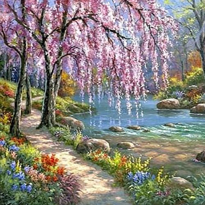 Набор для творчества со стразами на подрамнике Весеннее вдохновение 30x30 см Діамантові ручки 