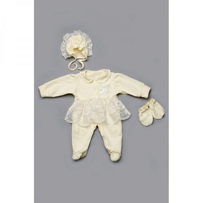 Комплект одягу на виписку для дівчаток Модний Карапуз молочний р.50-56 03-00627-0