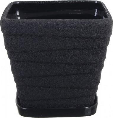 Горщик Оріана-Запоріжкераміка Квадрат №3 Хвиля крошка квадратний 4,5 л чорний