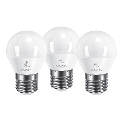 Лампа LED Maxus G45 F 5 Вт E27 3000 K теплый свет 3 шт