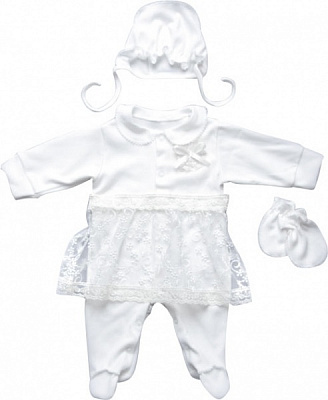 Комплект одежды на выписку для девочек Модний Карапуз белый р.56 03-01120-0 