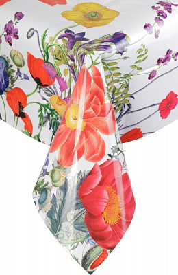 Скатертина Маки 137x110 см білий із малюнком Даріана