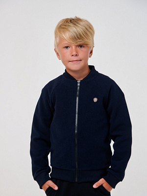 Бомбер для мальчика Smil р.122 темно-синий меланж 116577 