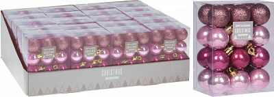 Набір ялинкових куль пластикових рожевих d30 мм 24 шт./уп.