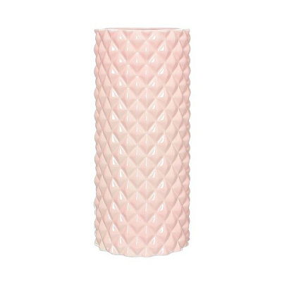 Ваза керамическая розовая Труба оригами 33 см