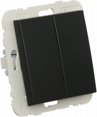 Вимикач прохідний двоклавішний Efapel Logus без підсвітки 10 А 250В чорний 21101 TPM