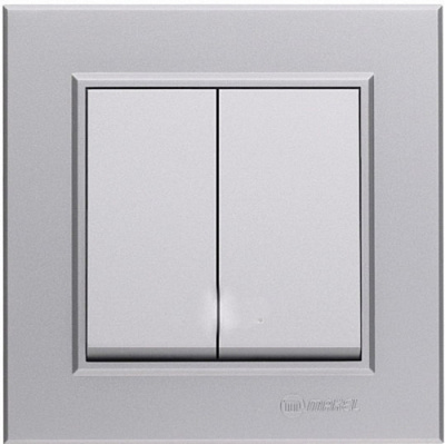 Выключатель двухклавишный Makel Karea без подсветки серебро 56065003