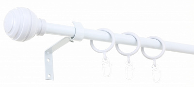 Карниз Bella Vita металевий розсувний куля одинарний укомплектований 160-300 см білий
