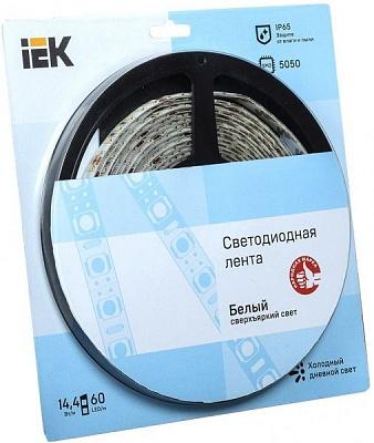 Лента светодиодная IEK LSR-5050W60 14.4 Вт IP65 12 В холодный 
