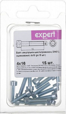 Болт метричний DIN912 4x16 мм 15 шт. Expert Fix