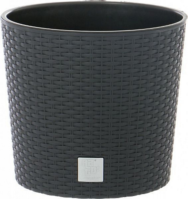 Горшок пластиковый Prosperplast Rato round 2 в 1 круглый 1л антрацит (71998-433) 