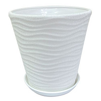 Горшок керамический Ориана-Запорожкерамика Новая Волна №2 круглый 8,5л шелк белый 
