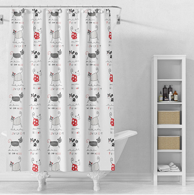 Шторка для ванни Rapal Lovely cat 180х180 см