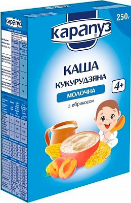 Каша молочная Карапуз от 4 месяцев кукурудзяна молочна з абрикосом 250 г 
