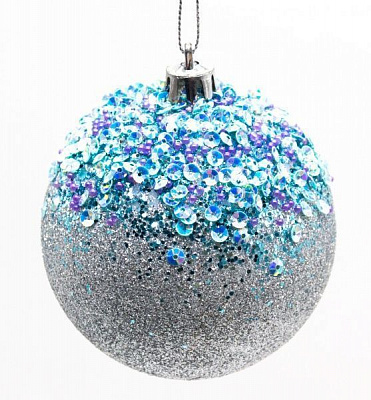 Шар новогодний Глиттер d80 2072 голубой