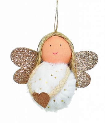 Украшение новогоднее Ангел 9 см белый A-804289