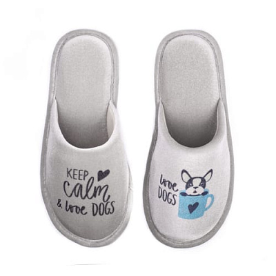 Тапки домашние Twins HS-OZ велюровые с рисунком р.36/37 серый 