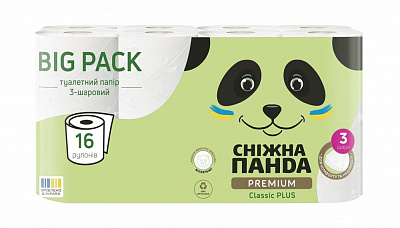 Туалетний папір Сніжна Панда Premium Classic Plus тришаровий 16 шт.