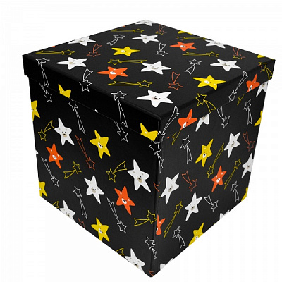 Коробка подарункова чорна зірки 10.5х10.5 см 4110222402