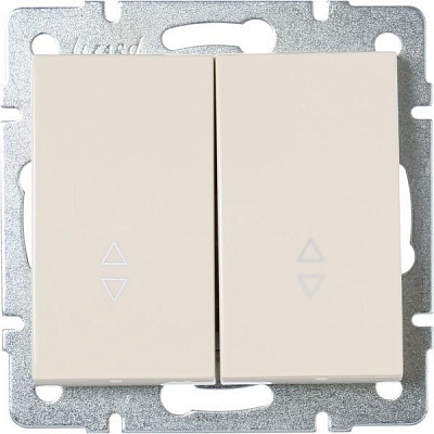 Переключатель проходной двухклавишный Lezard Rain без подсветки 220В крем 703-0388-106