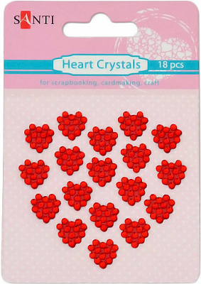 Самоклейкі стрази кристали сердечка червоні 18 шт.