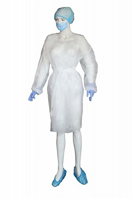 Халат из спанбонда на поясе 25 г/кв. м р. XXXL рост универсальный белый