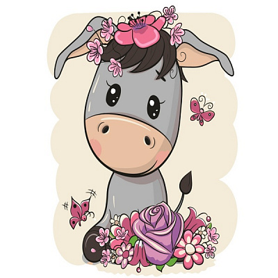 Розмальовка за номерами Strateg Маленький ослик у квітах 30х40 см SS-6435