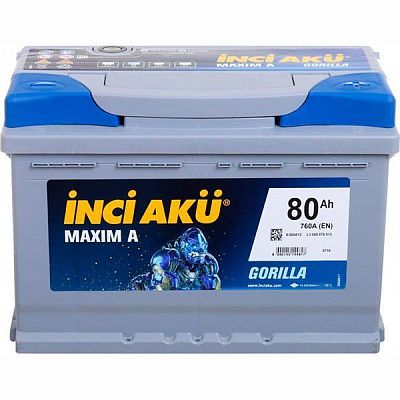 Аккумулятор автомобильный INCI Maxima (Gorilla) 80А 12 B L3 080 076 013 «+» справа