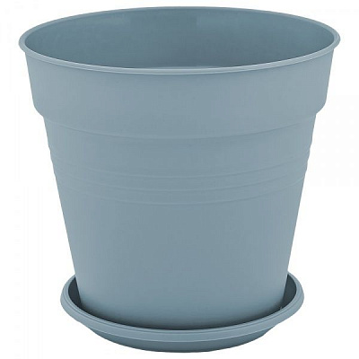 Горщик пластиковий Алеана Глорія з підставкою круглий сизо-блакитний (114015)
