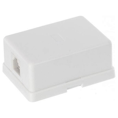 Розетка телефонная 1xRJ 12 6P4C на липучке белый 6-0201