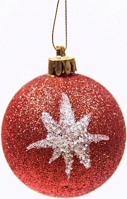 Куля новорічна Зірки 100 мм червоний 7596
