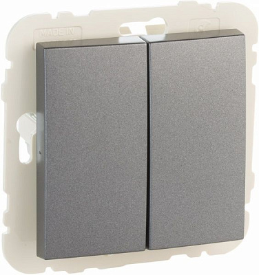 Вимикач прохідний двоклавішний Efapel Logus без підсвітки 10 А 250В IP20 графіт 21101 TIS