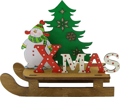 Украшение новогоднее Елка на санках 11 см разноцветный 1220304