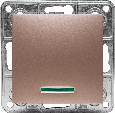 Вимикач одноклавішний LXL Tesla TLXL3501A з підсвіткою бронзовий 3501A champagne