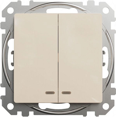 Вимикач двоклавішний Schneider Electric Sedna Design з підсвіткою 10 А 250В бежевий SDD112105L