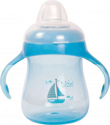 Поильник-непроливайка Lindo с силиконовым носиком и ручками 250 мл. синий LI 711